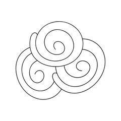 Murukku - savoury, crunchy Indian snack. Simple doodle contour line drawing. Vector illustration isolated on white background