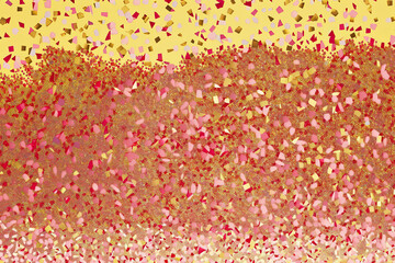 Confettis background, abstract confettis texture, happy new year, invitation, Sylvester party, celebration, illustration, digital, gold, red, pink, abstract background, 