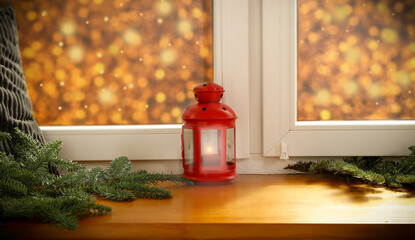 Winter window background and free space for your decoration. 