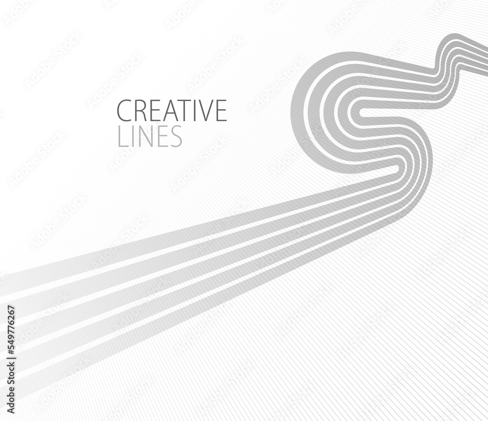 Poster light grey lines in 3d perspective vector abstract background, easy and soft cool illustration, smoo