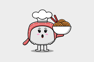 Cute cartoon Sushi chef character flat cartoon style illustration