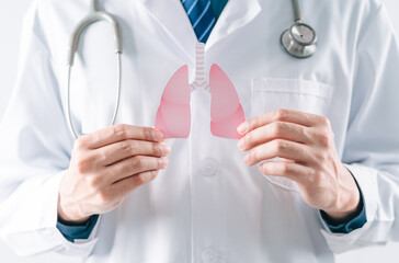 doctor hands holding lungs organ , world tuberculosis day, world no tobacco day, lung cancer,...