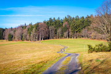 Die Käsplatte ist ein Berg im Bayerischen Wald mit Gipfelkreuz bei St. Englmar