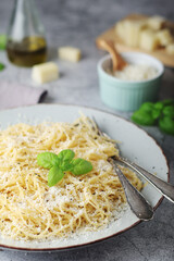Spaghetti with italian cheese pecorino romano