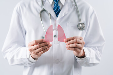 doctor hands holding lungs organ , world tuberculosis day, world no tobacco day, lung cancer,...
