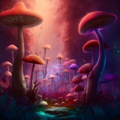 Midjourney abstract render of magic mushrooms