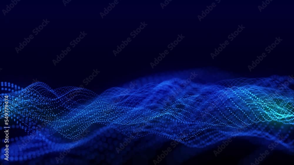 Poster abstract digital background. dynamic wave of glowing particles. data flow information. concept of di