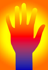 Erhobene Hände in Stop oder Abwehrstellung