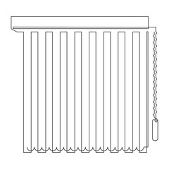 Vertical blinds for windows. Interior element. Continuous line drawing illustration