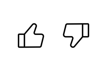 Like and dislike linear icons. Thumb up, thumb down icon set. Vector illustration in line style on white background
