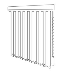 Vertical blinds for windows. Interior element. Continuous line drawing illustration