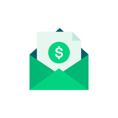 Invoice mail icon. Payment and bill invoice. Order symbol concept. Tax mail sign design. Paper bank mail document icon. Vector invoice mail icon