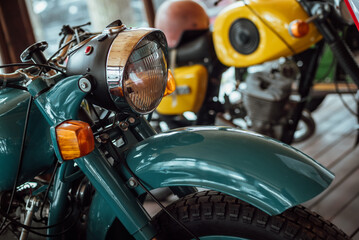 parts and part of the body of an old retro motorcycle from the Soviet Union