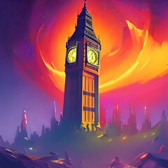 Big Ben, Elizabeth Tower, London, United Kingdom, illustration