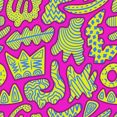 vector doodle freeform with border seamless pattern on pink