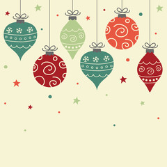 Colourful ornaments. Concept of Christmas card template. Vector illustration