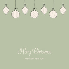 Concept of greeting card with Christmas balls. Vector