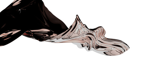 3d render of dark and gold cloth. iridescent holographic foil. abstract art fashion background.