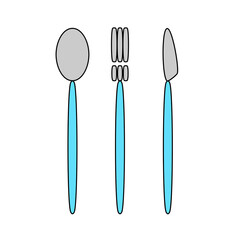illustrazione con sagoma di posate da tavola colorate su sfondo trasparente