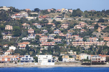 Fototapeta na wymiar City by the Sea. Messina, Sicilia, Italy. Sunny Morning.