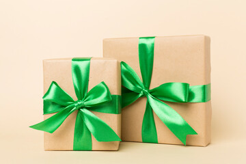 Gift boxes on color background