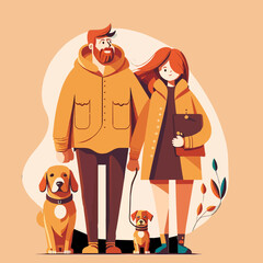 Happy family portrait with kids, Parent Love modern flat vector illustration