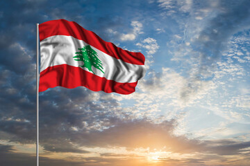 Waving National flag of Lebanon