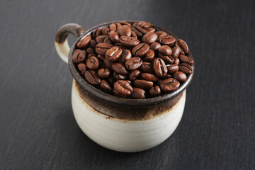 Coffee beans in cup