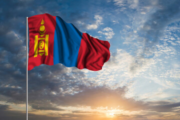 Waving National flag of Mongolia