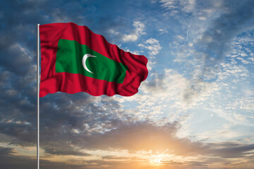 Waving National flag of Maldives