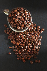 Coffee beans in cup