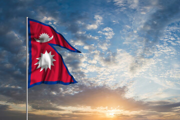 Waving National flag of Nepal - obrazy, fototapety, plakaty