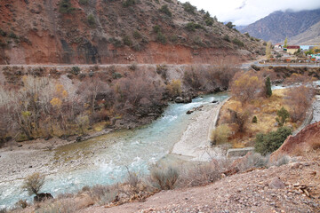Iskanderdarya mountain river Tajikistan