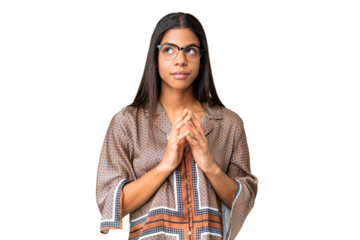 Young African American woman over isolated chroma key background scheming something