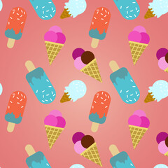 Ice cream seamless pattern.
