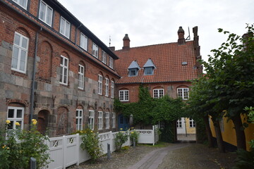 Fototapeta na wymiar Inner courtyard of the historic sight Karnapgården in Viborg; Denmark; Central Jutland