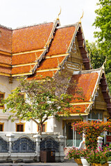 Traditional Thai temple roof in Bangkok, Thailand