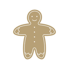 Vector hand drawn illustration of a gingerbread man. Cookies icon for design of cards, posters, gift wrapping.