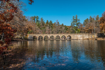 Stone arch bridge at the Cumberland mountain state park in Tennessee