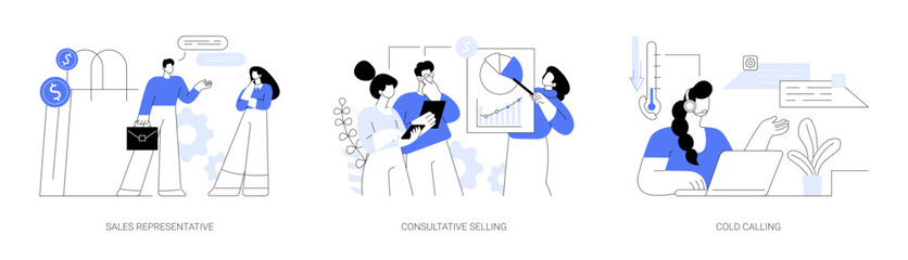 Direct marketing abstract concept vector illustrations.