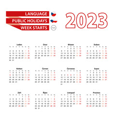 Calendar 2023 in Czech language with public holidays the country of Czech Republic in year 2023.