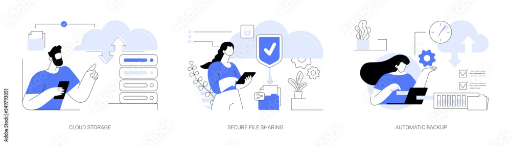Poster database security abstract concept vector illustrations.
