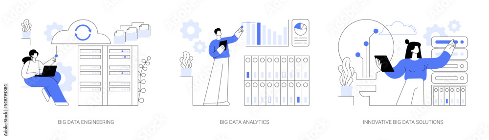 Poster database technology abstract concept vector illustrations.