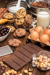 Making chocolate cookies with all ingredients
