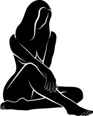 woman touching her leg silhouette