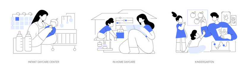 Child care abstract concept vector illustrations.