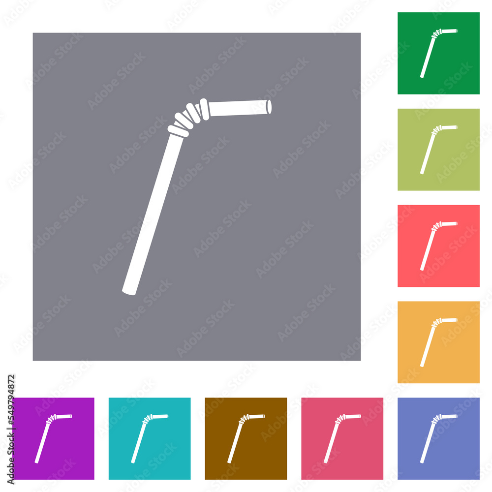 Aufkleber single drinking straw solid square flat icons