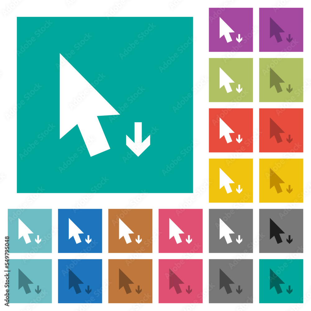 Poster arrow cursor down solid square flat multi colored icons