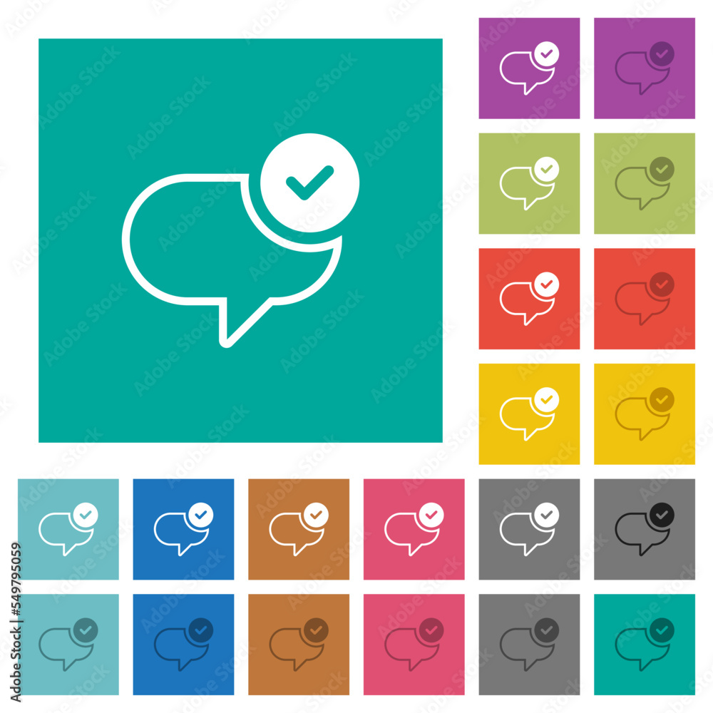 Poster message sent square flat multi colored icons
