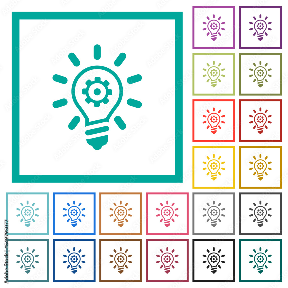 Poster innovation outline flat color icons with quadrant frames